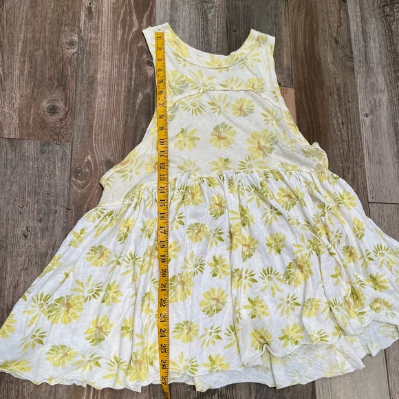 Free People Madison Floral Print Tunic Tank Top White Yellow Size Small XS - Picture 3 of 5